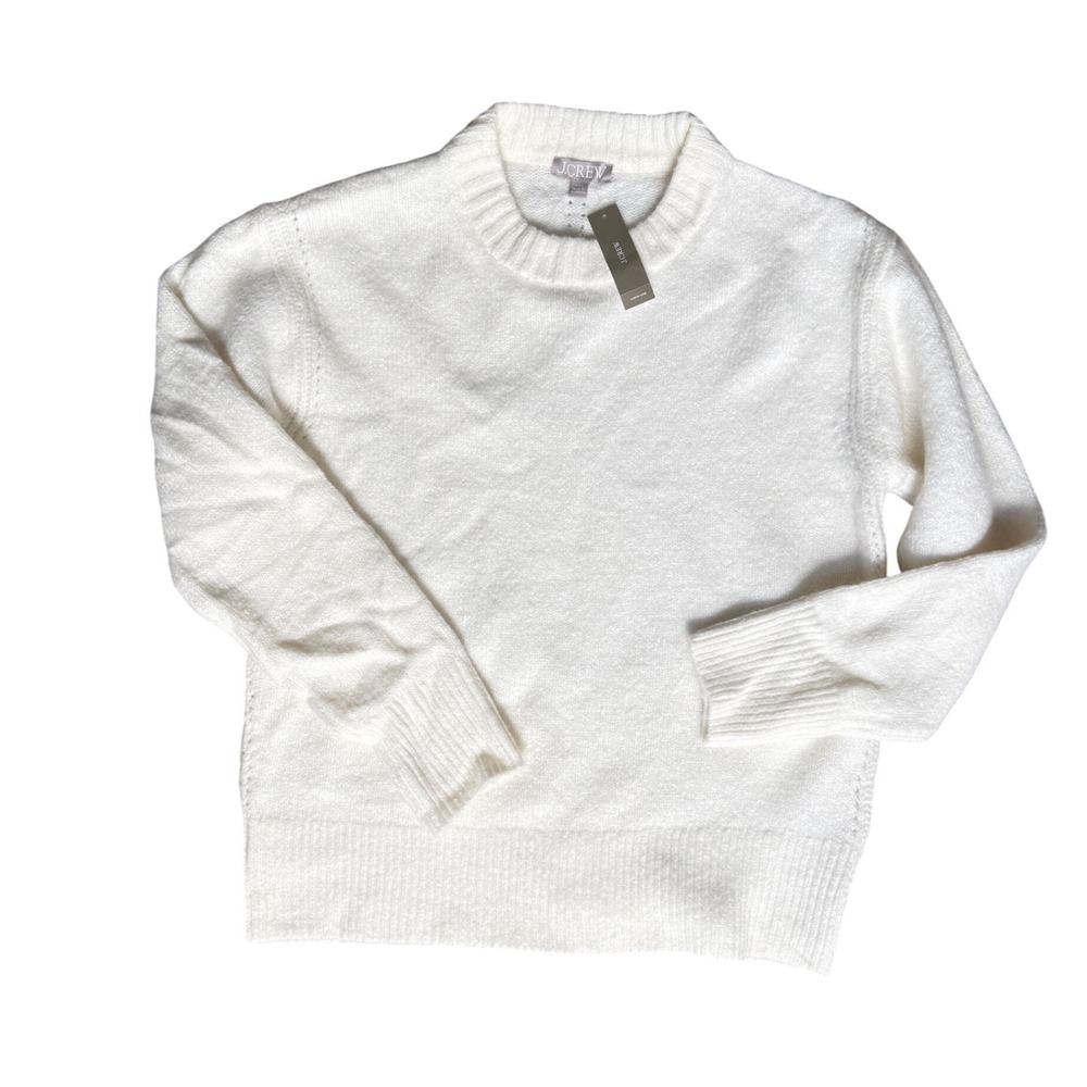 J CREW Relaxed crewneck pullover sweater NWT XXS ivory - Picture 3 of 8